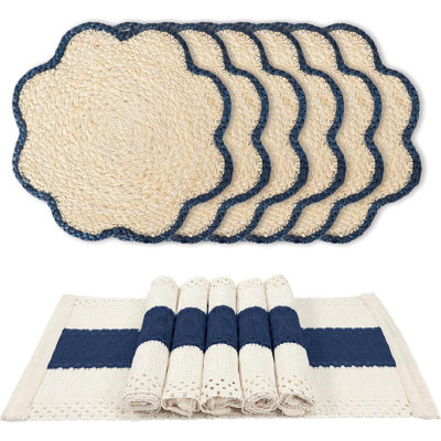 Ensemble de 6 napperons en rotin, napperons tissés pour la salle à manger et la cuisine, napperons Boho pour le dîner, la fête, la maison de ferme