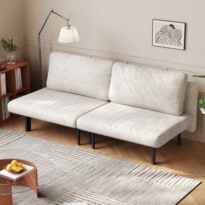 Canapé-lit futon en tissu blanc crème