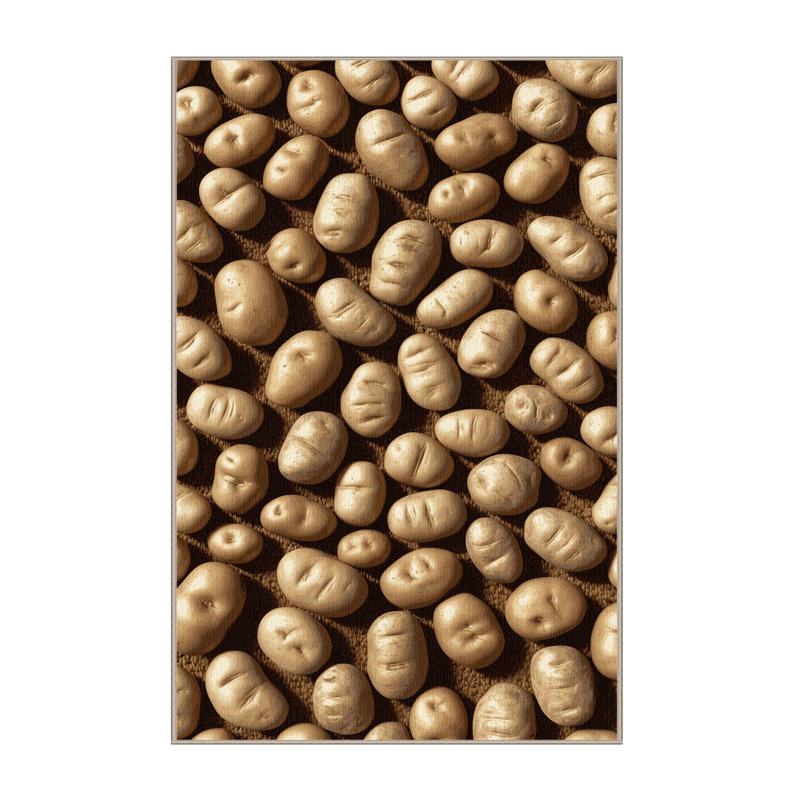 Tapis lavable avec pommes de terre et légumes, Rectangulaire 8 pi x 10 pi