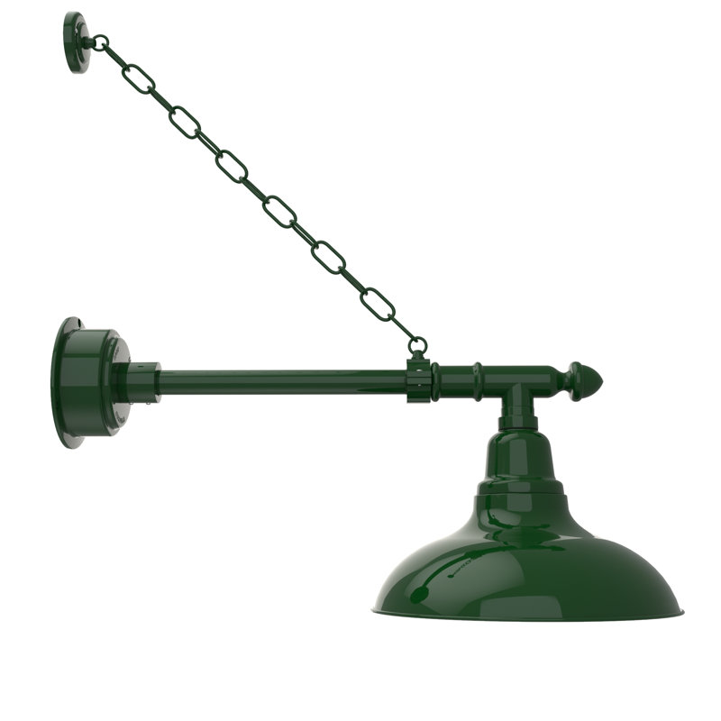 Luminaire de grange d'extérieur à DEL Adesh, H 18 po x l 12 po x P 27 po, Vert rétro
