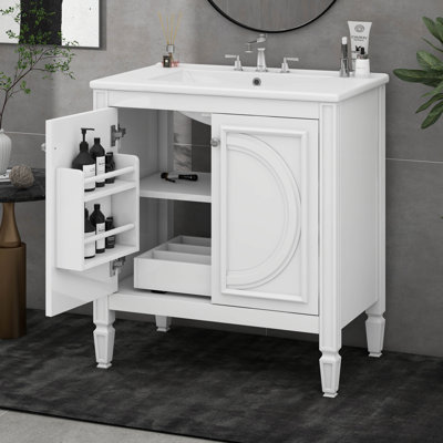 Meuble-lavabo 30 po avec lavabo, deux portes avec tablette, charnières de porte à fermeture en douceur