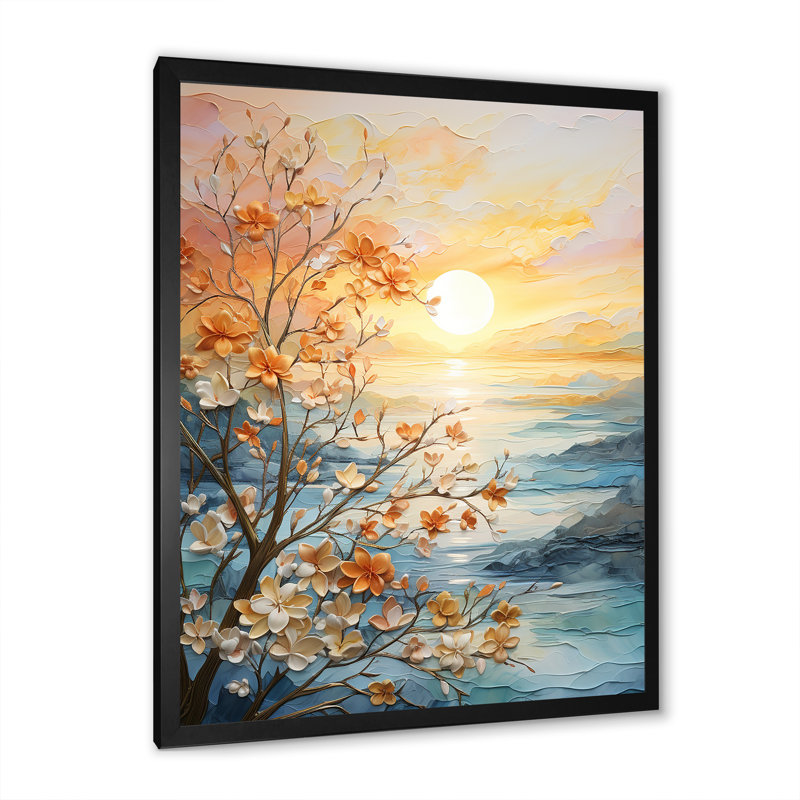 Impression sur toile Ivoneta Bold Sunrise Eernal Renewal I - lever et coucher de soleil, H 32 po x l 24 po, Noir