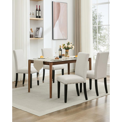 Upholstered Dining Chairs, with Nailhead Trim & Padded Seat, Legs, Vintage & Modern Style for Dining Room, Kitchen, Living Room, Restaurant by Winston Porter