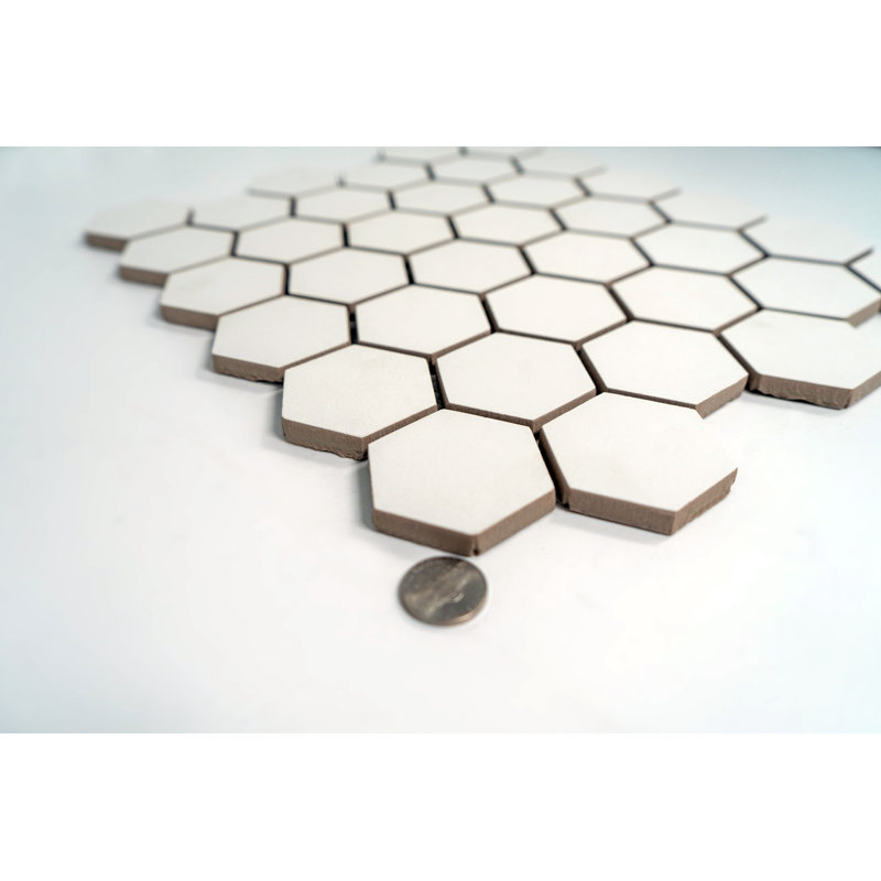 2" Hexagon Calacatta Porcelain Mosaic Wall & Floor Tile, Silver