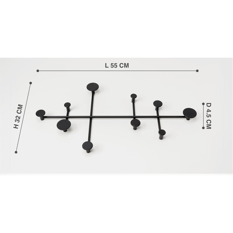 Derone Wall Mounted Coat Rack, Black