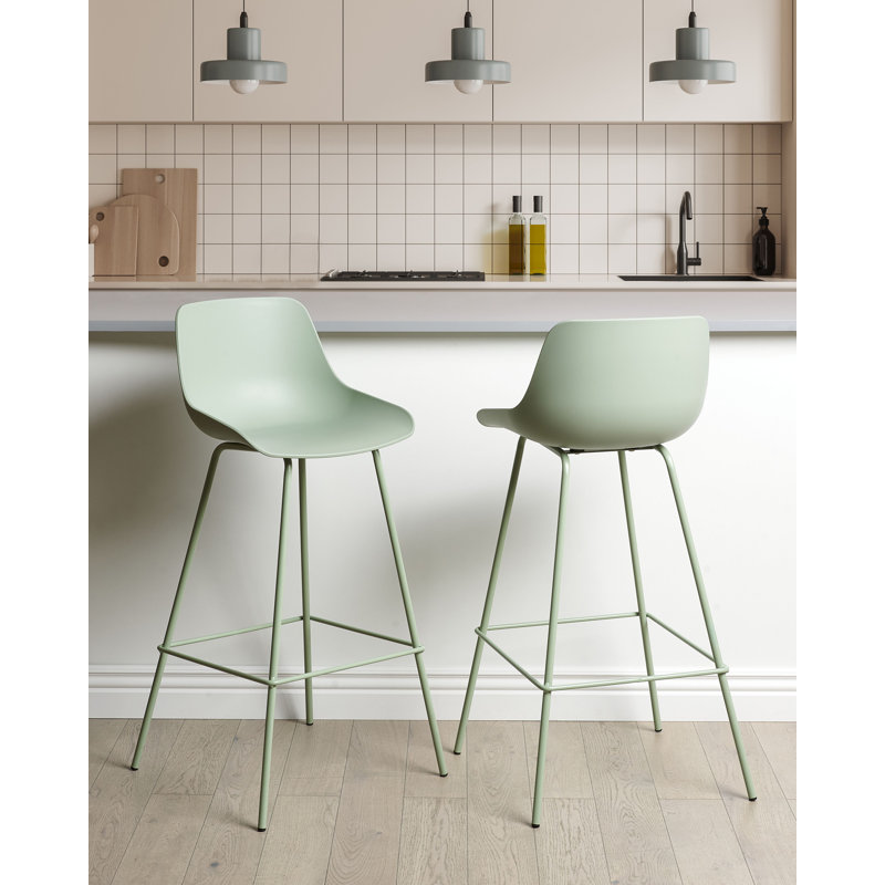 Bluffdale Counter Stool with Metal Frame, Light Green