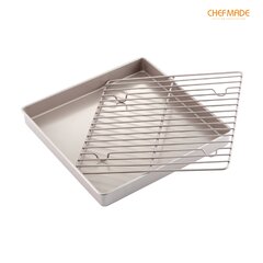 CHEFMADE Roasting Pan with Rack, 13-Inch Non-Stick Rectangular Shallow Dish  Sheet Pan with Wire Rack for Oven Baking, BBQ, Jelly Roll and Roasting 9