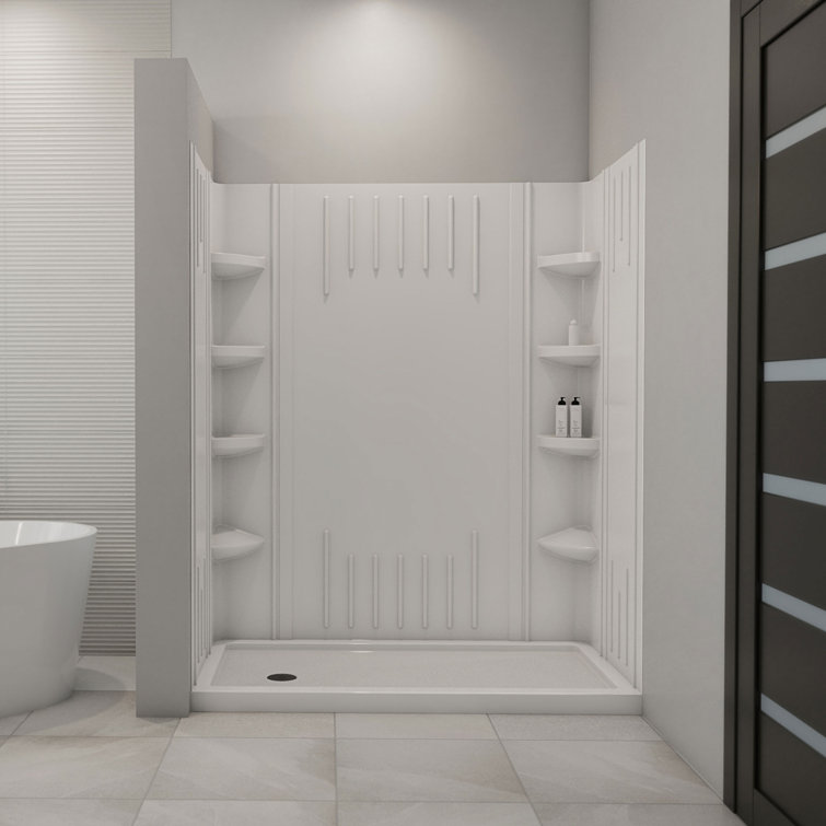 Qwall 60" W x 34" D x 75.63" H Framed Rectangle Shower Stall and Base Included