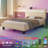 Santrese Upholstered Platform Bed Frame with Modern Headboard, Charging Station, No Box Spring Needed-221802600-221802602
