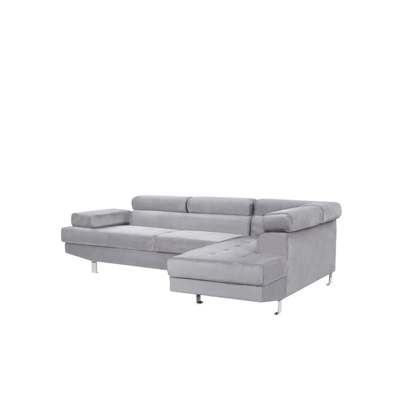Ornelas 5 Seater Velvet Sofa & Chaise, Grey