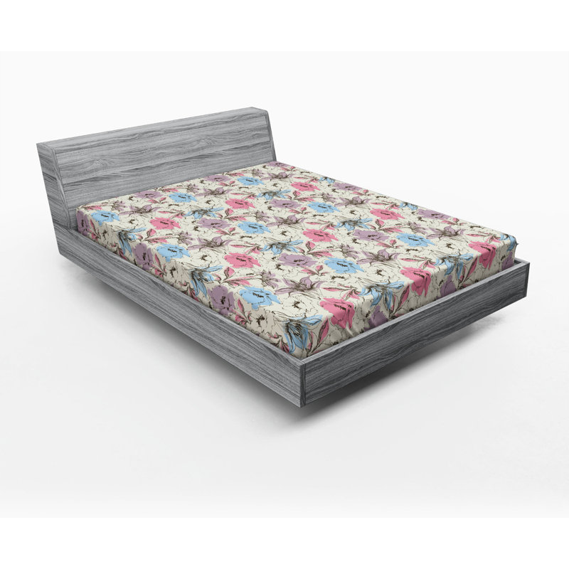 Microfiber Floral Fitted Sheet, Full Fitted Sheet