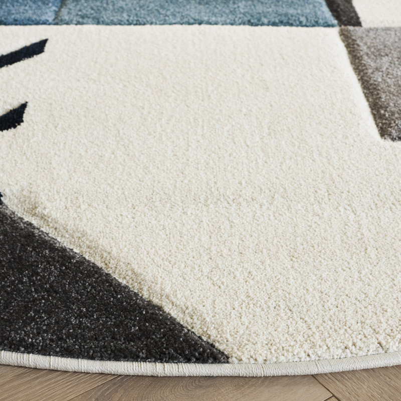 Tapis à motif géométrique Jeromie Performance, Rond 6 pi 7 po