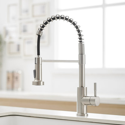 Robinet de cuisine avec douchette extractible en acier inoxydable nickel brossé
