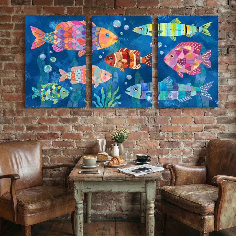 Animaux, poissons colorés, impression sous-marine, ensemble de 3 impressions sur toile, H 18 po x l 36 po