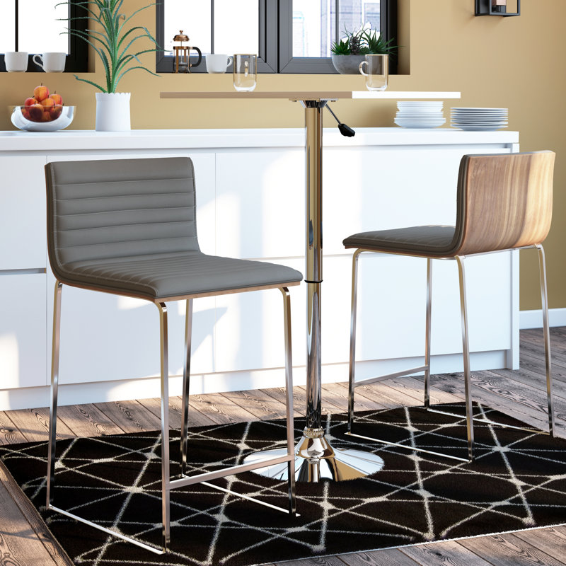 Elston Upholstered Faux Leather Counter Stool, Gray