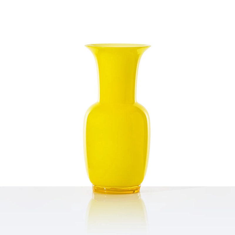 Venini Opalino Vase, 14.17" H x 6.69" W x 6.69" D, Milk White