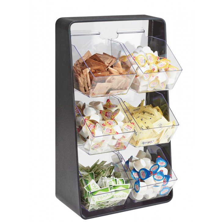Black Condiment Holder with Removable Plastic Compartments