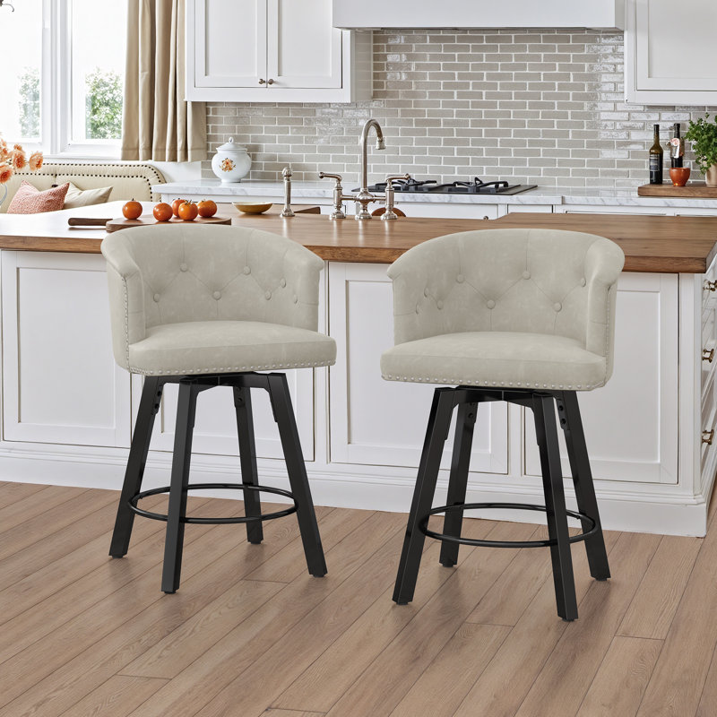 Tabouret de comptoir pivotant rembourré avec structure en métal, Gris clair clair