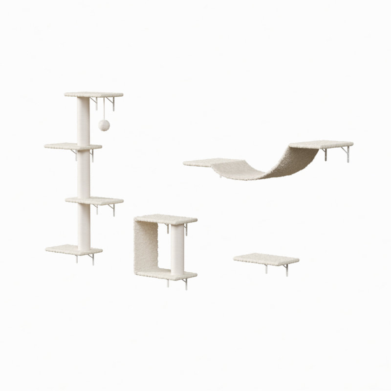 Modern Wall-Mounted Cat tree - 4pcs, Beige