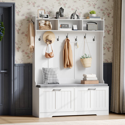 4-in-1 Hall Tree With Bench And Shoe Cabinet