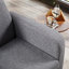 Compact Grey Upholstered Armchair, Soft Fabric Accent Chair with Wooden Legs, Cosy Reading Chair for Small Spaces-1852207267