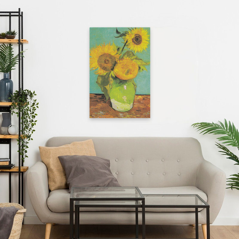 Trois tournesols dans un vase, 1888 - Art floral, H 24 po x l 16 po