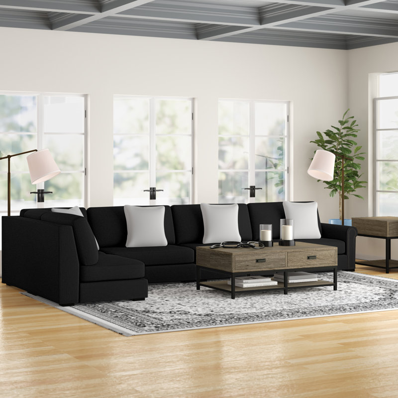 Canapé modulaire faisant face à la droite en lin de 159 po Mosely, Revolution® gris anthracite