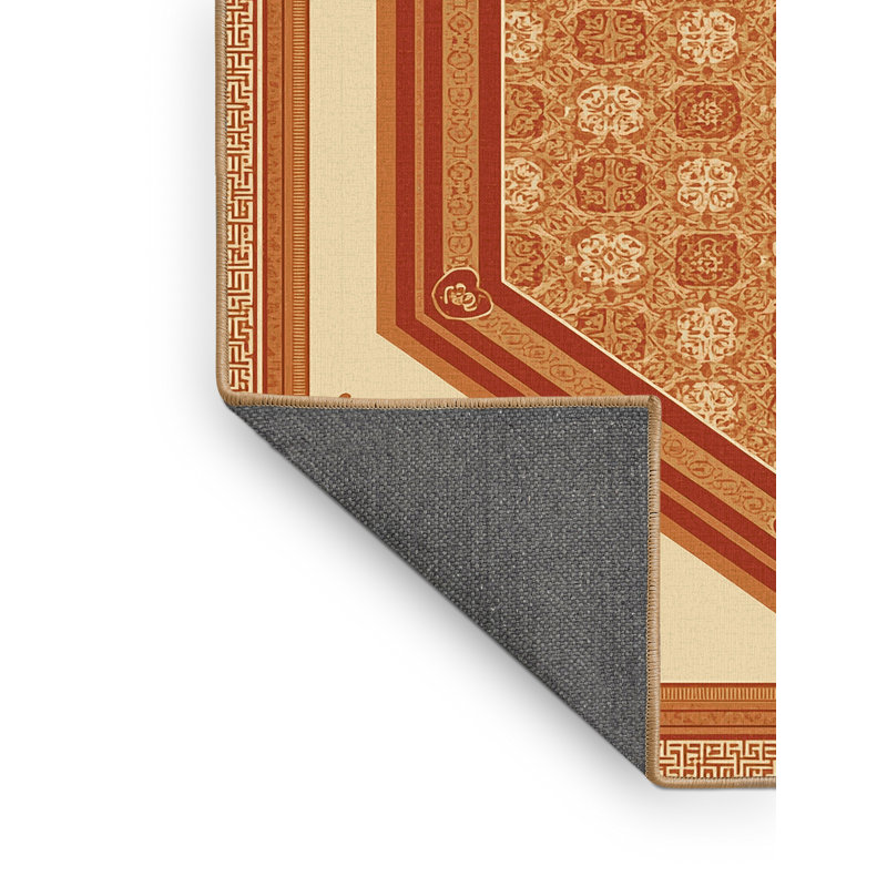 Tapis oriental doux et moelleux de style oriental Dylan - reliure brun clair, 6x9