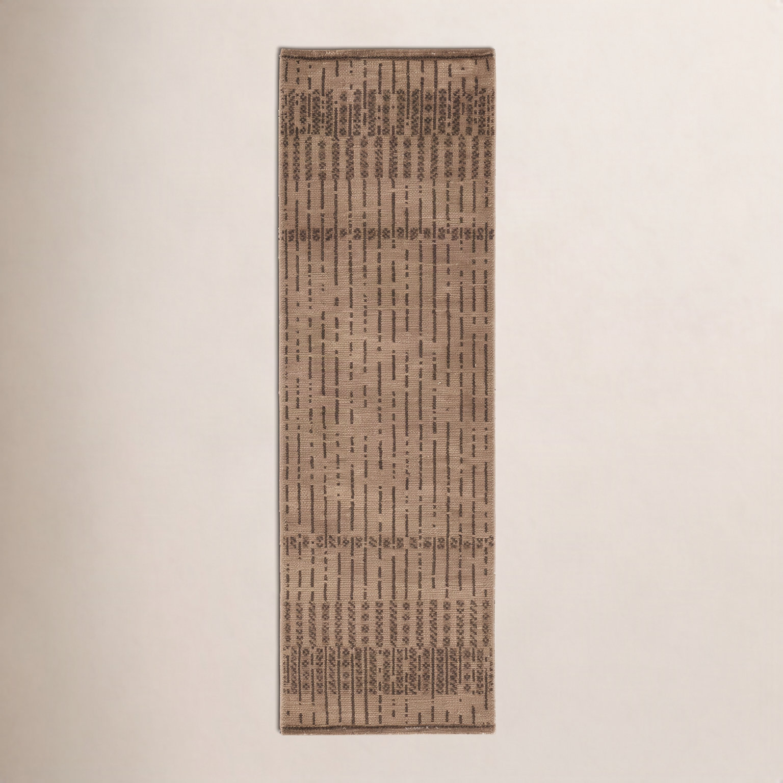 Vanna Hand-Knotted Striped Wool Rug, Brown, 2'6x8'