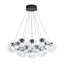 Lustre moderne noir à bulles pour salon, lustre à 13 lumières avec globe en verre, luminaire suspendu pour chambre ou salle à manger