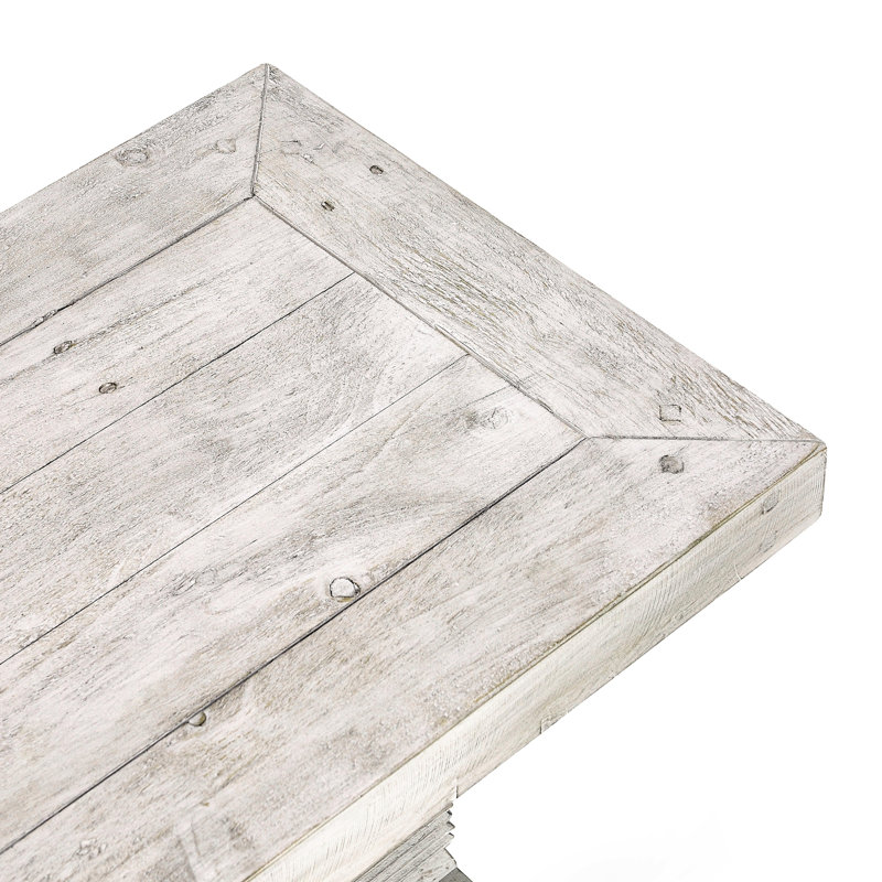 Kasey Wood Bench, 18" H x 83" W x 16"D, Distressed Ivory