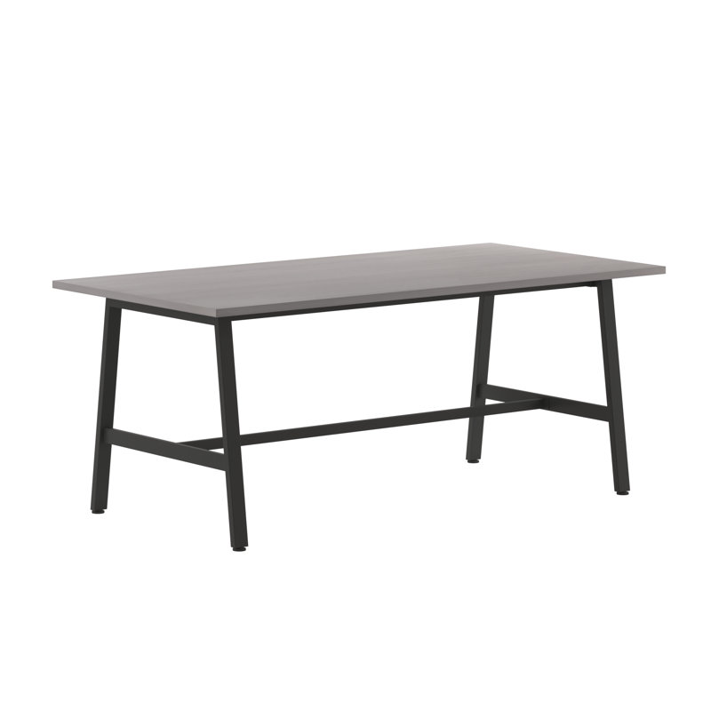 Table de conférence commerciale Corbin avec plateau en stratifié et base en A, Gris