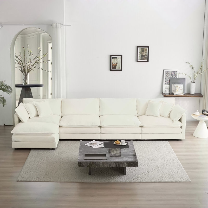 Canapé modulaire modulaire pour le salon, canapé modulaire convertible en U avec 1 repose-pieds, chenille, Gris