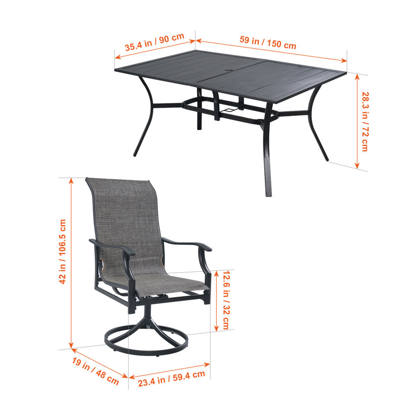11 - Person Patio Dining Set with Rectangular Table , Cushions Included