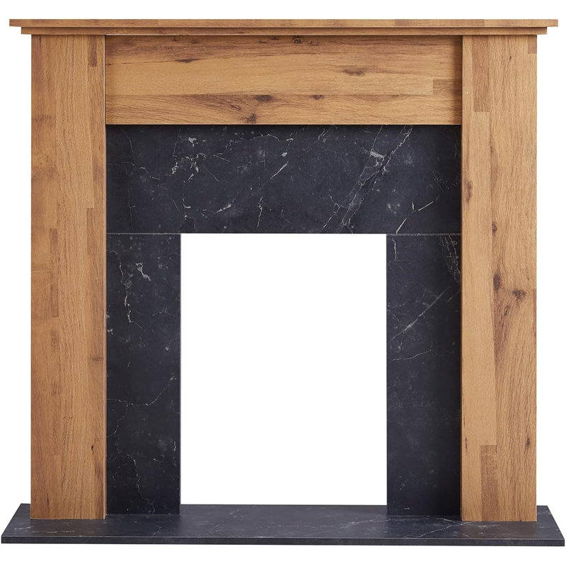 FLAMEKO Mantel Surround for Verona Insert Suitable for all 16" Electric Fireplace Inserts, Dark Bronx Oak & Black