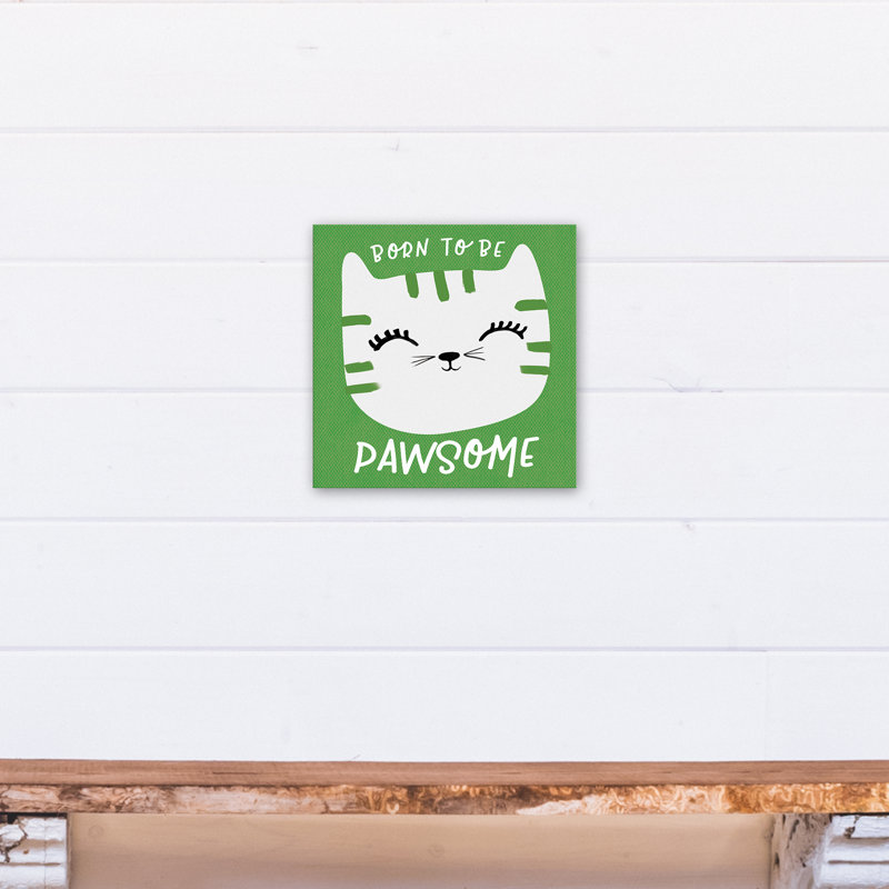 Art de toile de pawsome né pour be Tig, H 12 po x l 12 po x P 1,25 po, Vert