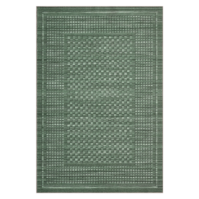 Tapis lavable à motif écossais pour salon et salle à manger, Green, Rectangle 8' x 10'