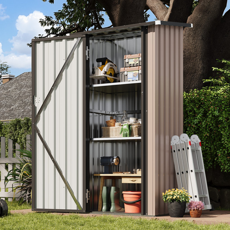 3' W x 3' D Metal Lean-To Storage Shed With 2 Adjustable Shelves