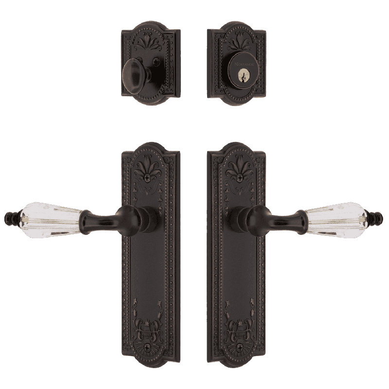Nostalgic Warehouse Meadows Entry Set with Parlour Crystal Lever, Timeless Bronze, 2.75