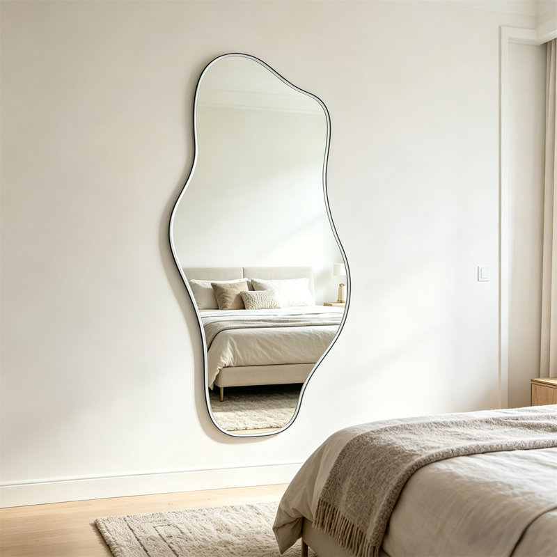Full Body Mirror, Irregular Full-Length Mirror - Asymmetric Tempered Glass Mirror, Suitable For Modern Large Organic Frameless Mirrors In Living Rooms, Bedrooms, Corridors, And Entrances - Suspended Vertically Or Horizontally