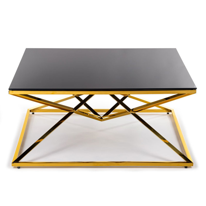 Amesville Frame Coffee Table, Black Top/Gold Base