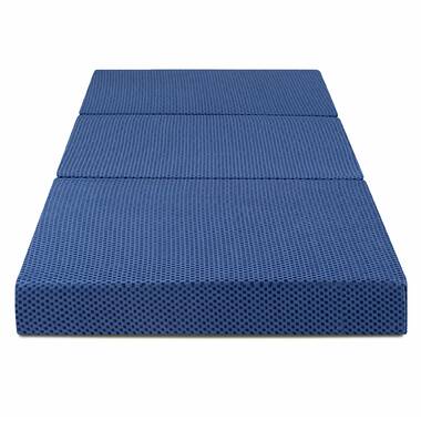 Granrest 4'' Tri Folding Memory Foam Mattress, Blue