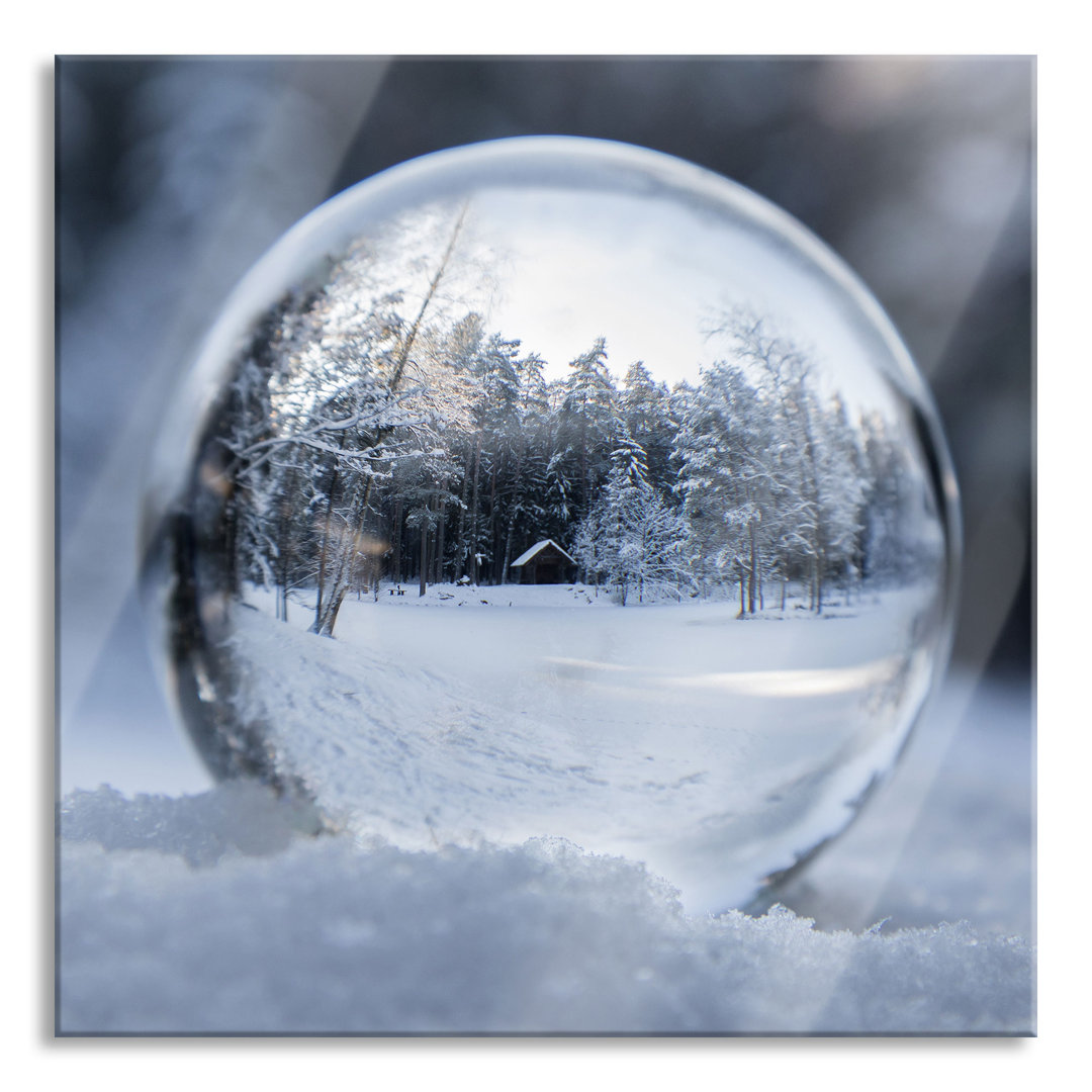 Glasbild Eiskugel Winterlandschaft