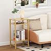 28In Tall Bamboo Side Table 3-Tier Small Narrow End Table, Skinny Nightstand For Small Space, Farmhouse Slim Night Stand With Storage For Couch, Wooden Thin Bedside Table