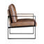 Chaise avec accoudoirs en similicuir brun avec structure en métal pour salon-525730617