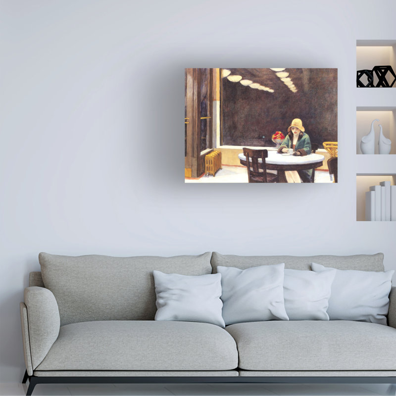 Art rétro sur toile, "Edward Hopper The Automat" par Apple, H 14 po x l 19 po