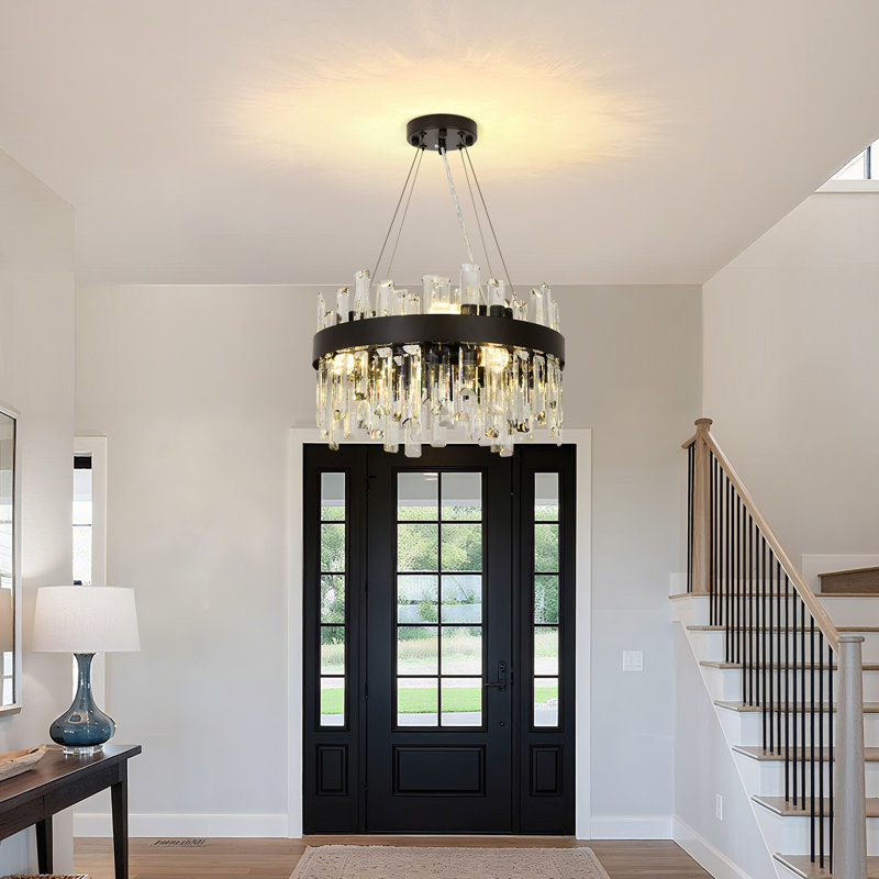 Canora Grey Unique/Statement Chandelier, 24cm H x 40cm W x 24cm D, Matte Black, 8 Lights