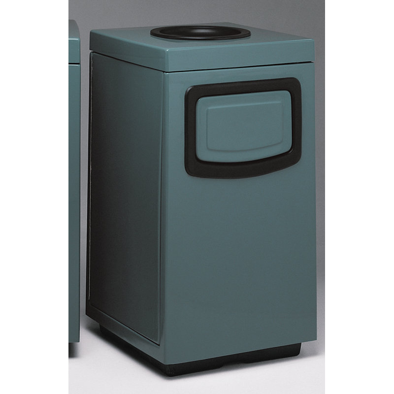 Side Entry Square Fiberglass Swing Top Kitchen Trash Can - 30 Gallons, Laguna