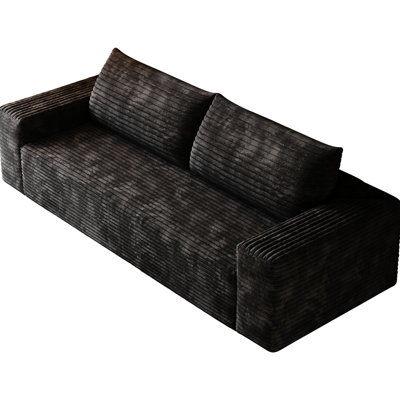 71 po. Velours côtelé confortable, noir, matériau doux pour la peau, éponge haute densité, convient à plusieurs espaces, sans assemblage, coussin ergonomique 2 places, chambre à coucher, et, design, coussin, confortable