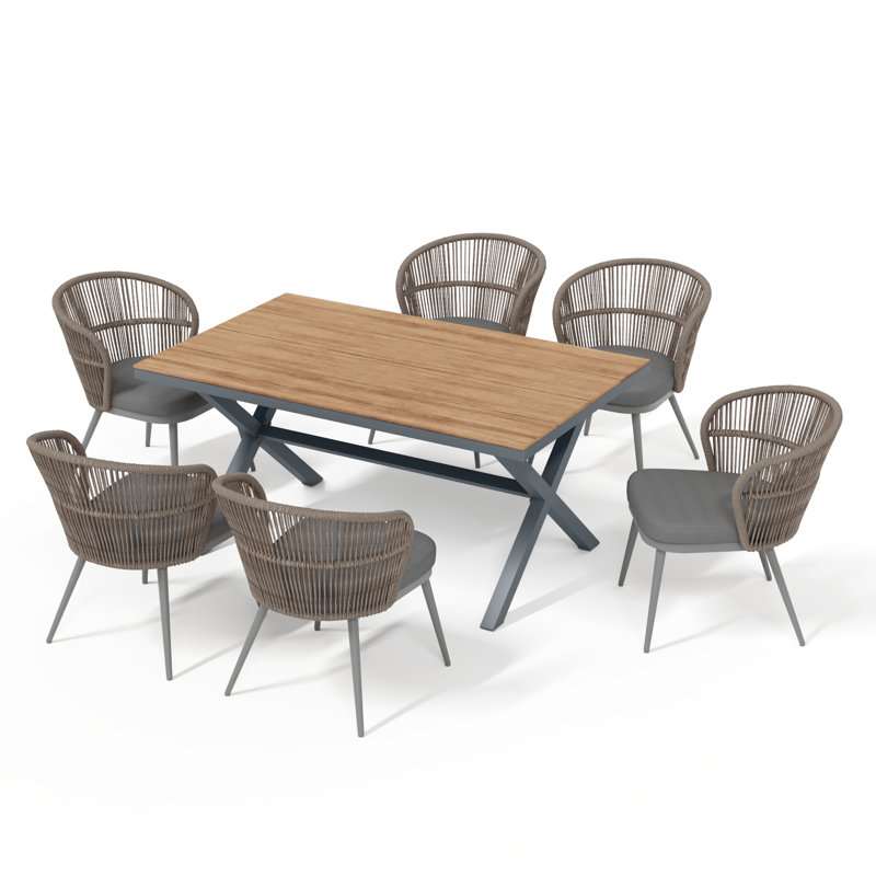 Outdoor 6-person Dining Set With Cushions